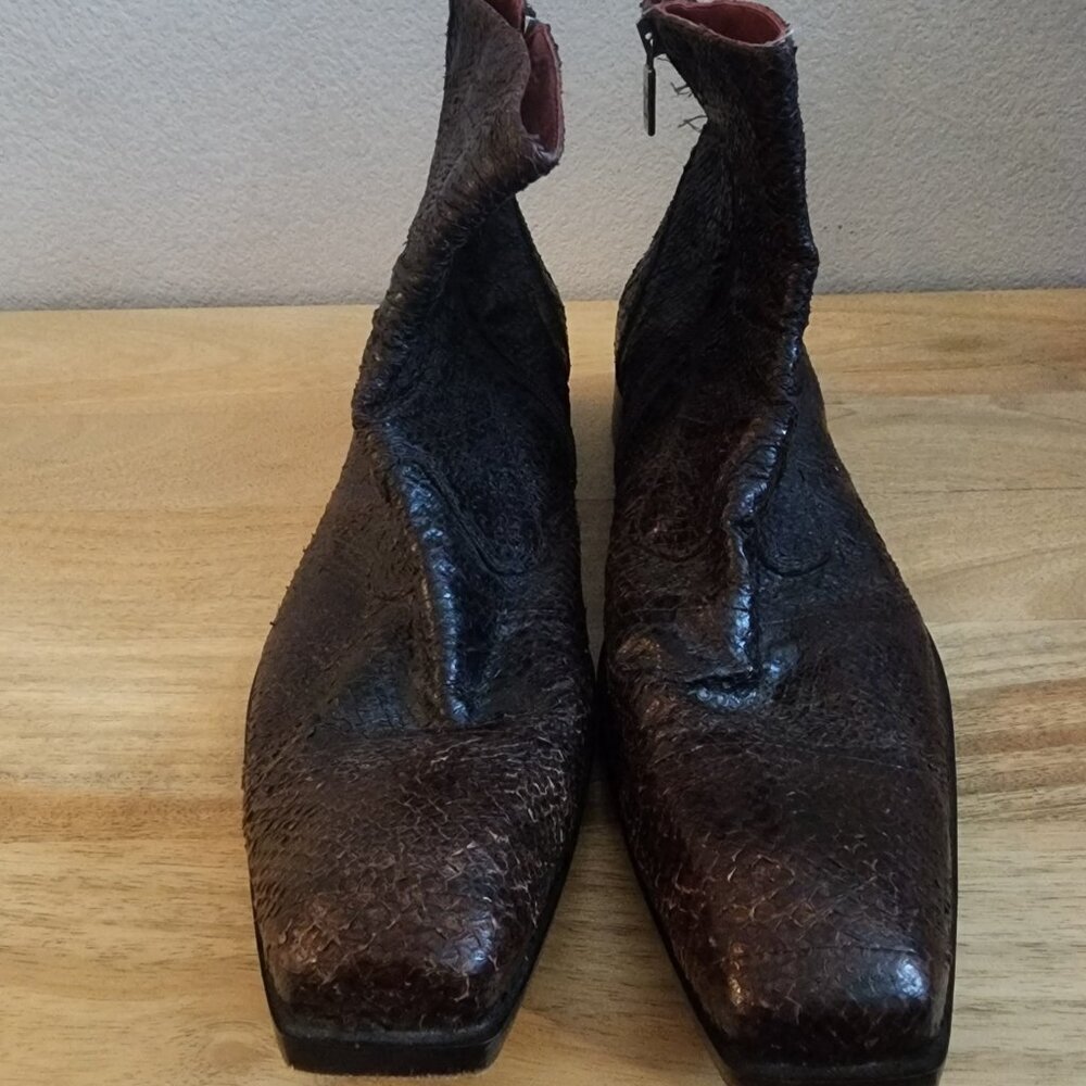 Jo Ghost Boots Mens Size 45 Exotic Leather Zipper Ankle Made In Italy Dress - Picture 13 of 16